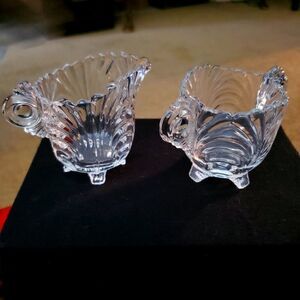 Mini Cut Glass Creamer and Sugar set.